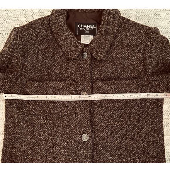 Chanel Vintage Brown Tweed Blazer Jacket FR 38 US 6 8 97A - Picture 7 of 14